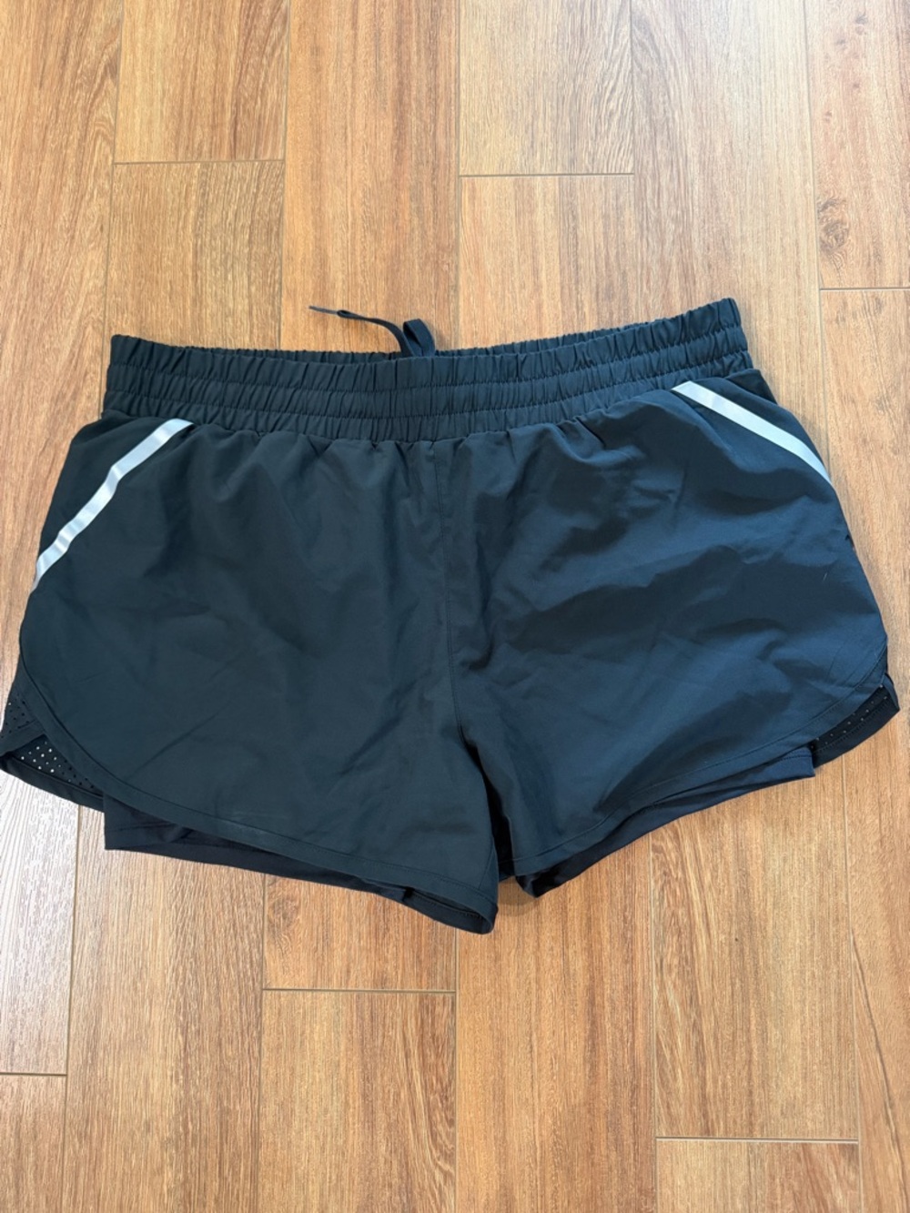 Black Athletic performance Running Shorts with Reflective Trim